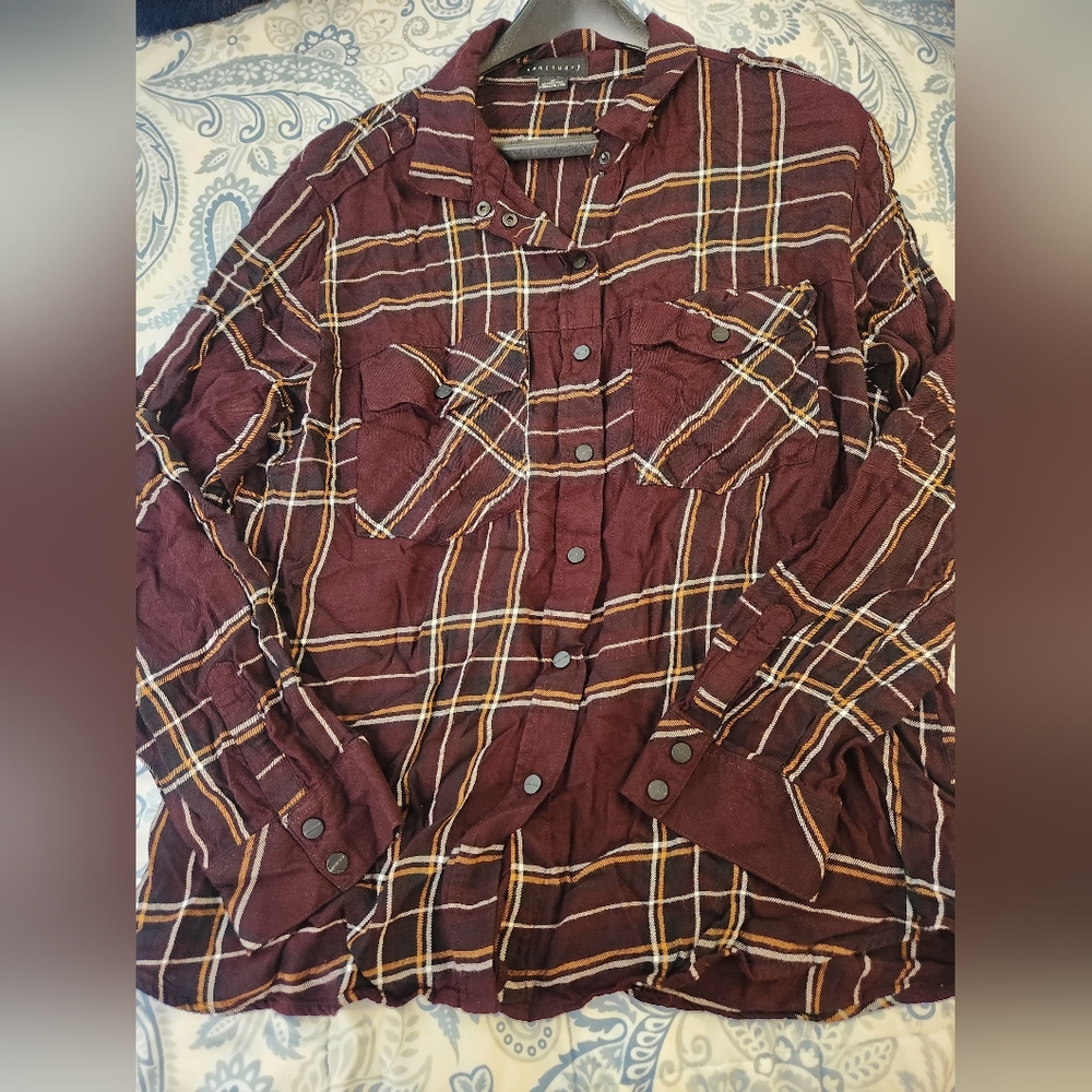 Plaid Button Down Woman Shirt